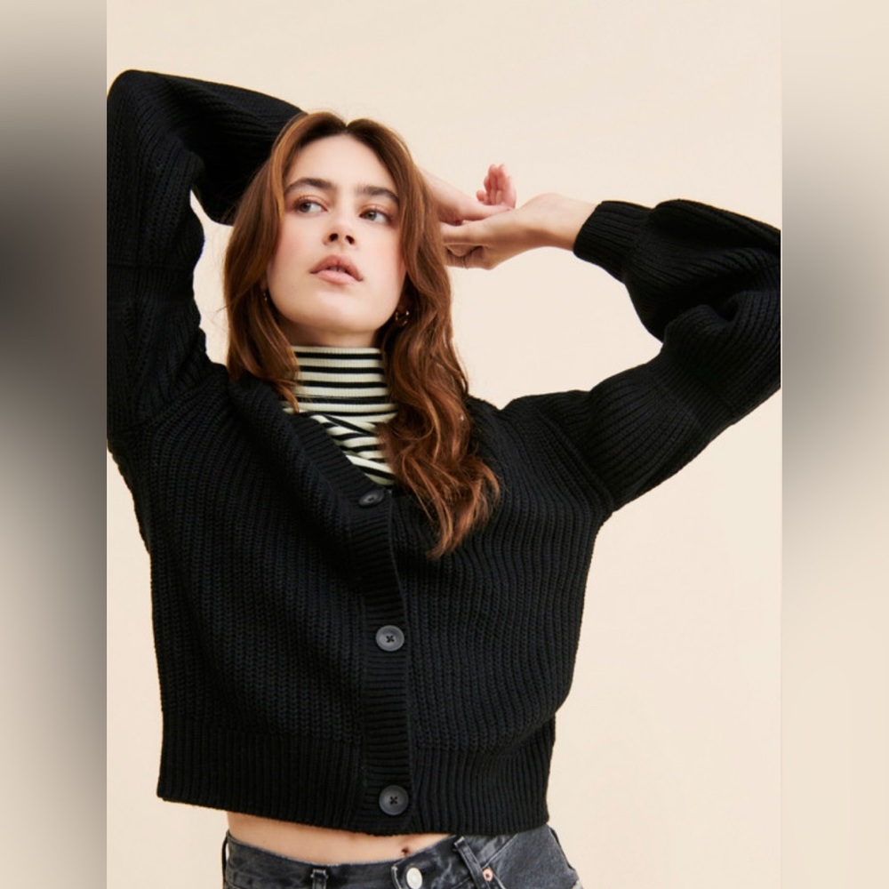 Anthropologie RD Style Krystelle Balloon Sleeve Cardigan. - Picture 3 of 4